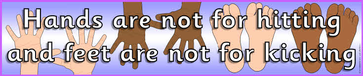 Hands are not for hitting and feet are not for kicking display banner ...