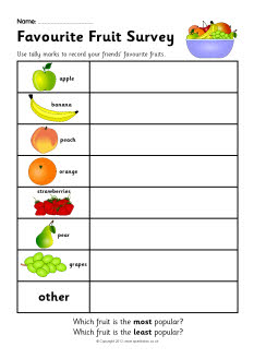 Favourite fruit survey worksheet (SB7520) - SparkleBox