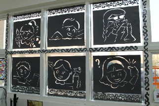 Children in Action Window Stencils
