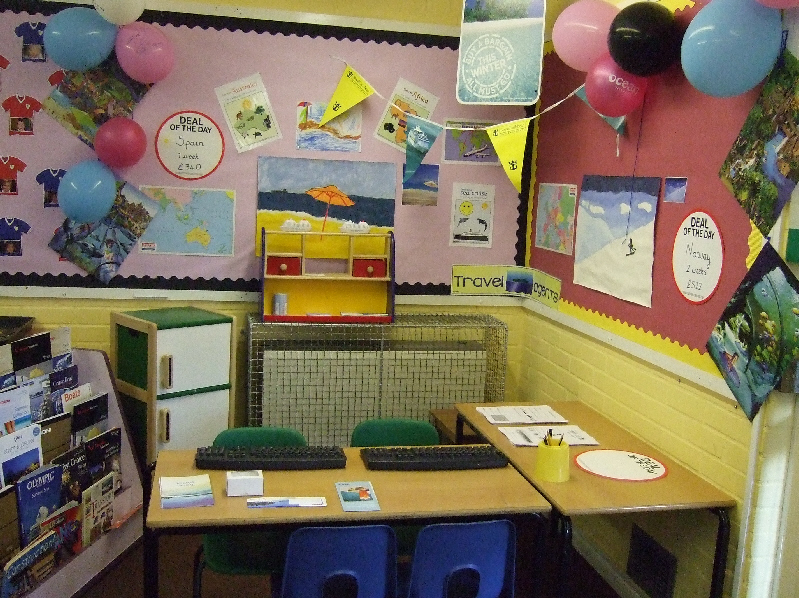Travel Agents roleplay area classroom display photo Photo gallery