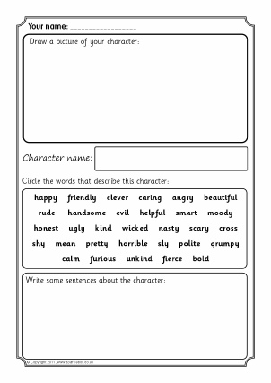 character description writing activities ks22