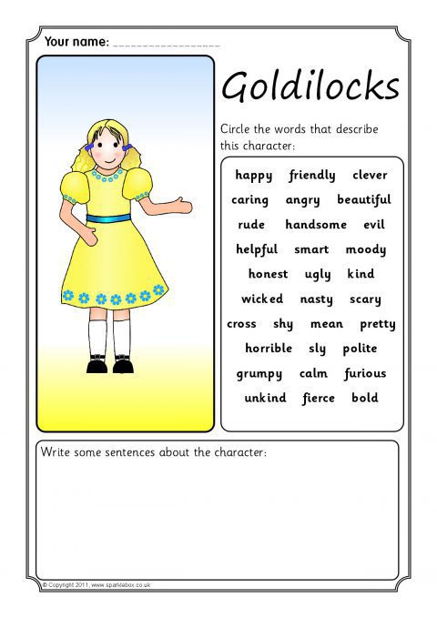 Goldilocks Character Description Writing Frames (SB4015) - SparkleBox