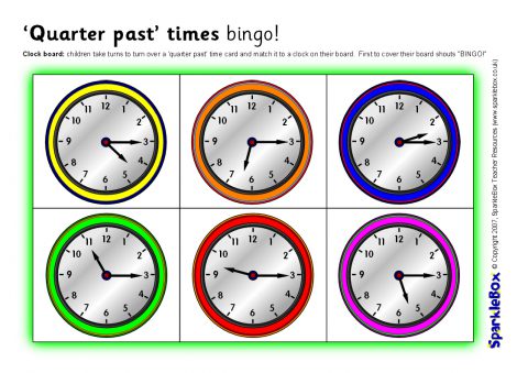 ‘Quarter Past’ Times Bingo (SB1116) - SparkleBox