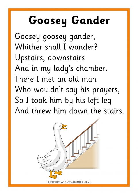 Goosey Gander Song Sheet (SB12131) - SparkleBox