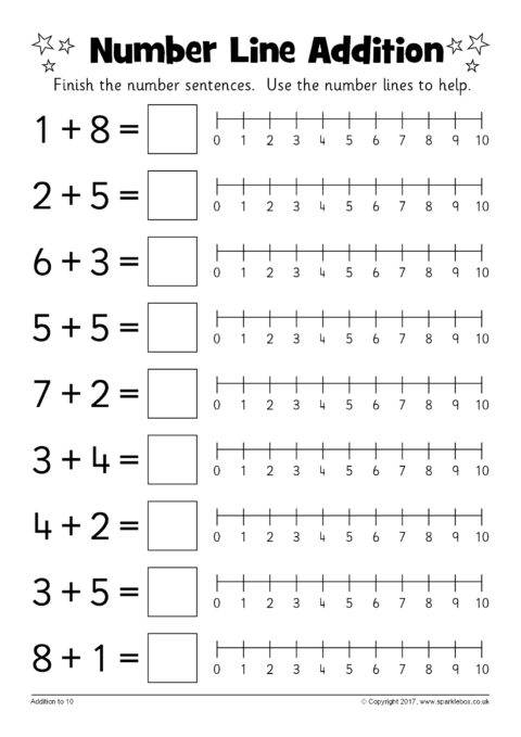 Number Line Addition Worksheets (SB12217) - SparkleBox