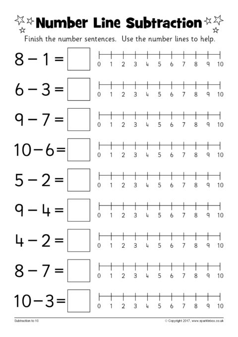 Number Line Subtraction Worksheets (SB12219) - SparkleBox