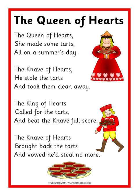 The Queen of Hearts Rhyme Sheet (SB10935) - SparkleBox