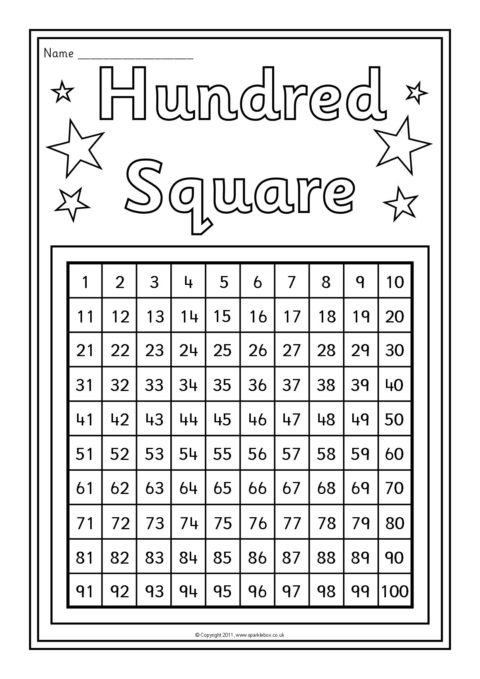 Hundred Square Colouring Sheets (SB5509) - SparkleBox