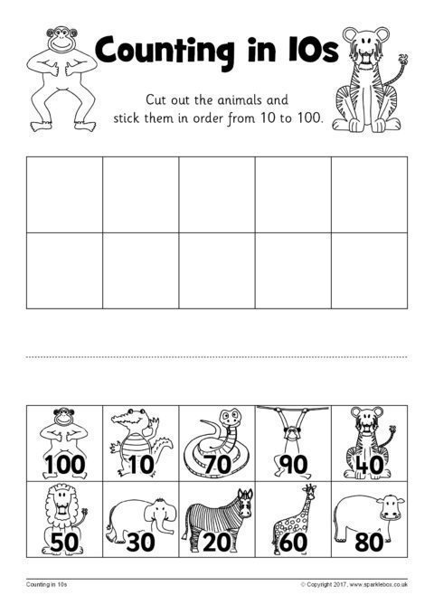 Counting in 10s Cut and Stick Worksheets (SB12252) - SparkleBox