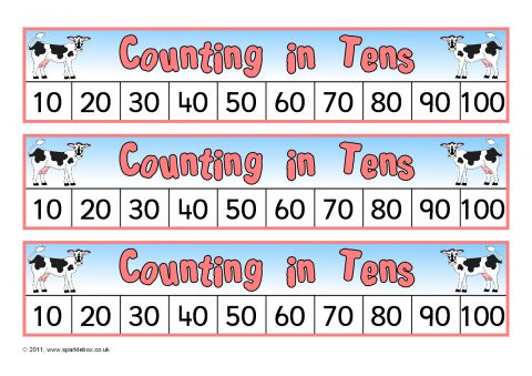 Farm Animal Counting in 10s Number Tracks (SB4395) - SparkleBox