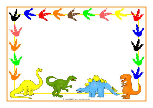 Cartoon Dinosaur A4 Page Borders (SB3978) - SparkleBox