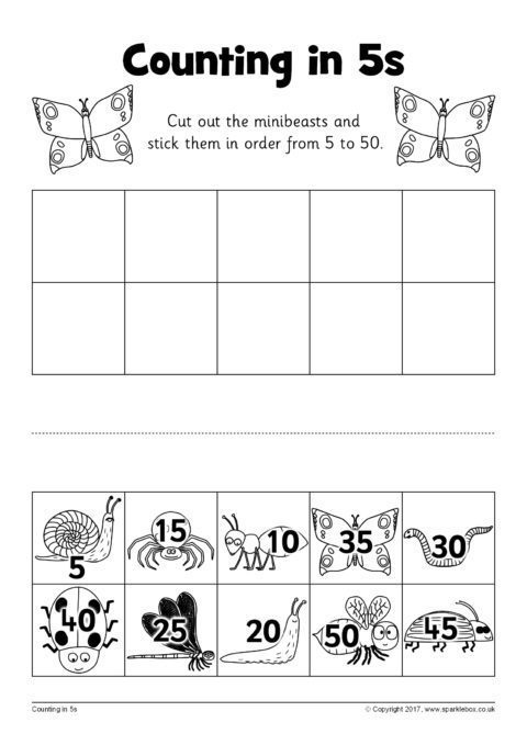 Counting in 5s Cut and Stick Worksheets (SB12253) - SparkleBox