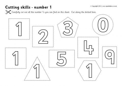 Cutting Skills Worksheets – Numbers 0-9