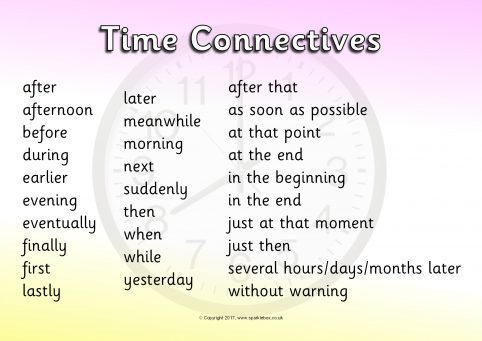 Time Connectives/Conjunctions Word Mats (SB11831) - SparkleBox