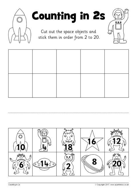 Counting in 2s Cut and Stick Worksheets (SB12254) - SparkleBox