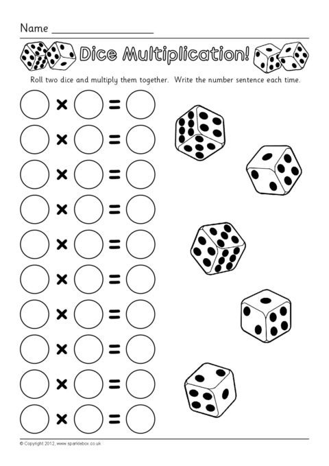  Dice Multiplication Worksheets SB7330 SparkleBox