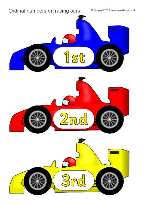 Ordinal Numbers On Racing Cars SB243 SparkleBox