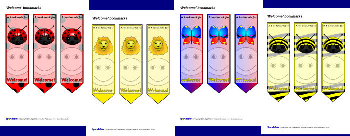 Editable 'welcome' bookmarks (SB1455) - SparkleBox