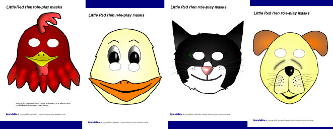 Little Red Hen role-play masks (SB2015) - SparkleBox