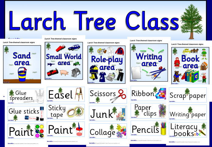 Larch Tree-themed classroom signs and labels pack (SB2515) - SparkleBox