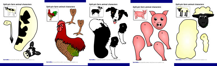 Split-pin farm animal characters (SB2885) - SparkleBox