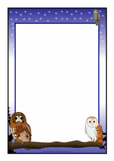 Owl-themed A4 page borders (SB5386) - SparkleBox