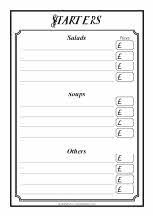Menu writing frames (SB5653) - SparkleBox