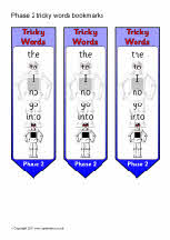 Phase 2 tricky words on bookmarks (SB5807) - SparkleBox