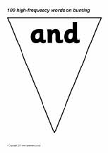 100 high-frequency words on bunting - black and white (SB6043) - SparkleBox