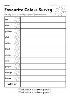 Favourite colours survey worksheets (SB7521) - SparkleBox