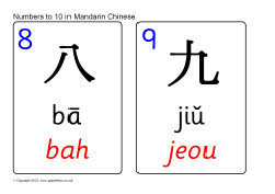 Numbers 0-10 in Mandarin flash cards (with pronunciations) (SB8092 ...