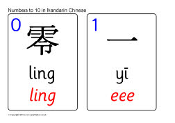 Numbers 0-10 in Mandarin flash cards (with pronunciations) (SB8092 ...