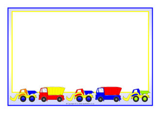 Dump trucks and diggers A4 page borders (SB8156) - SparkleBox