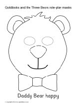 Goldilocks and the Three Bears role-play masks - black and white ...