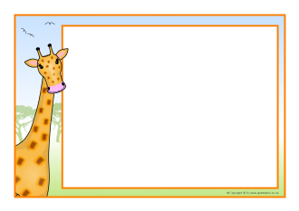 Giraffe A4 page borders (SB9222) - SparkleBox
