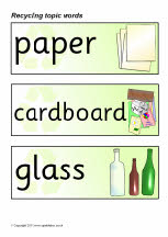 Recycling topic word cards (SB60) - SparkleBox