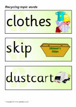 Recycling topic word cards (SB60) - SparkleBox