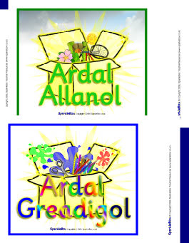 SparkleBox-themed classroom area signs - Welsh (SB1821w) - SparkleBox