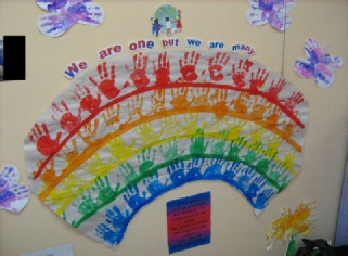 Multicultural Hand Print Rainbow