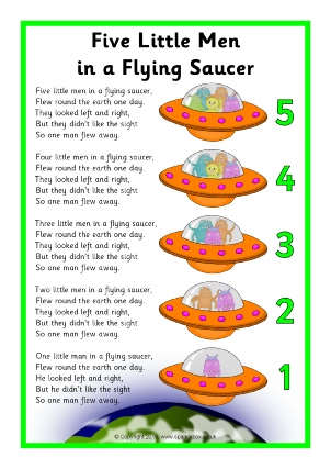 Five Little Men in a Flying Saucer Nursery Rhyme Teaching Resources