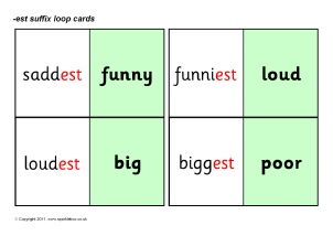 Word List: Words for Adding -est Suffix - SparkleBox