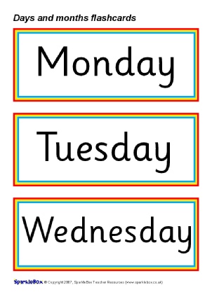 Days of the Week Flash Cards - English/Spanish- Days of the Week Flashcards