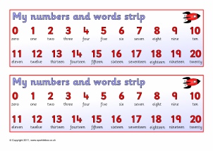 Number Words Chart Printable
