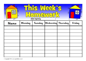 Homework Chart Printable