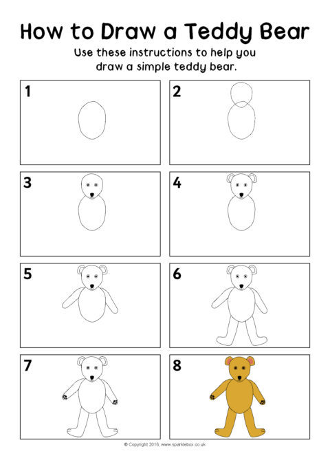 Hand Draw Simple Sketch Teddy Bear Stock Vector - Illustration of line,  vector: 70087051