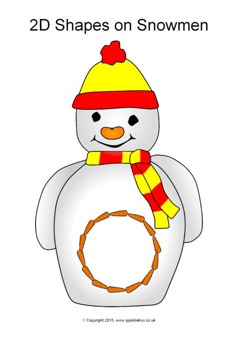 2D Shapes on Snowmen (SB11371) - SparkleBox