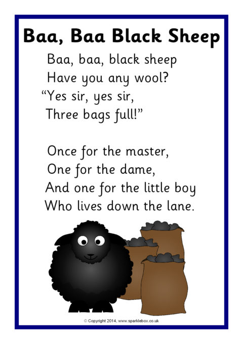 Baa Baa Black Sheep Song Sheet Sb Sparklebox