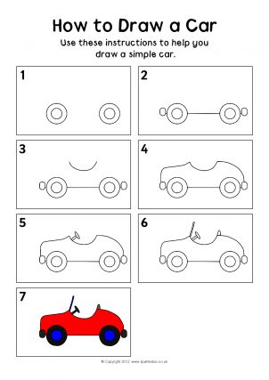 how to draw a car step by step for kids