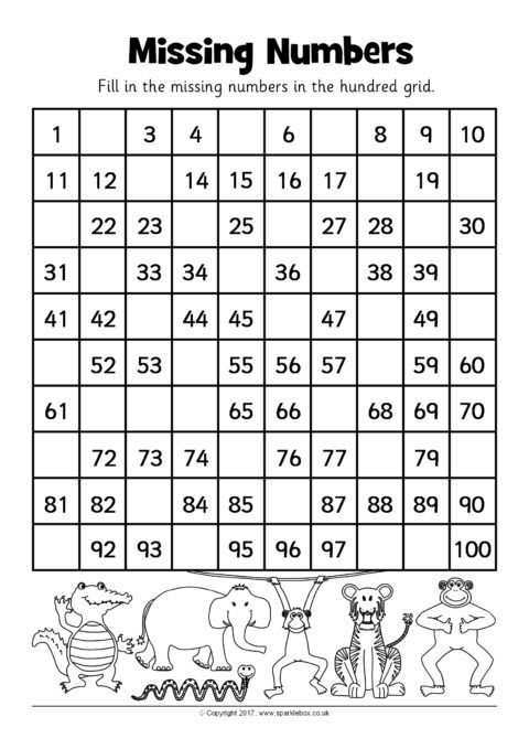 Printable Worksheets Missing Numbers Worksheet Numbers To 100 Worksheet For First Grade Fill In 