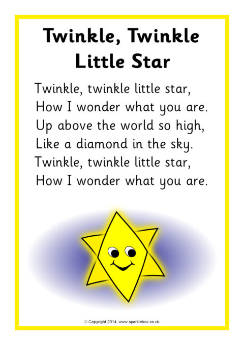 Twinkle, Twinkle Little Star Song Sheet (SB10924) - SparkleBox